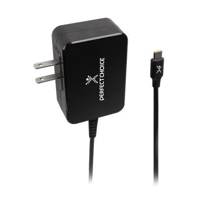 ADAPTADOR CARGADOR DE CORRIENTE CON CABLE 1.8 METROS DE 65W USB-C PERFECT CHOICE - NEGRO ADAPTADOR CARGADOR DE CORRIENTE CON CABLE 1.8 METROS DE 65W USB-C PERFECT CHOICE - NEGRO